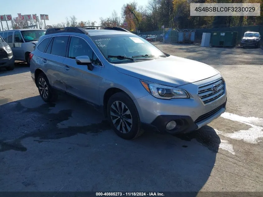 2015 Subaru Outback 2.5I Limited VIN: 4S4BSBLC0F3230029 Lot: 40885273