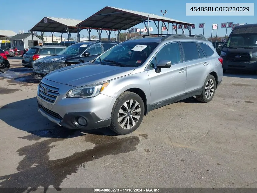 2015 Subaru Outback 2.5I Limited VIN: 4S4BSBLC0F3230029 Lot: 40885273