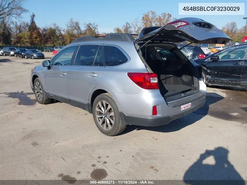 2015 Subaru Outback 2.5I Limited VIN: 4S4BSBLC0F3230029 Lot: 40885273