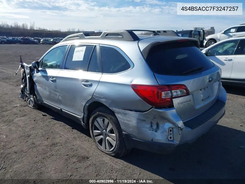 2015 Subaru Outback 2.5I Premium VIN: 4S4BSACC7F3247257 Lot: 40902996