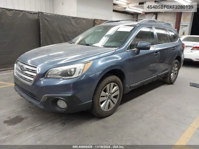 2015 Subaru Outback 2.5I Premium VIN: 4S4BSBFCXF3280139 Lot: 40905439