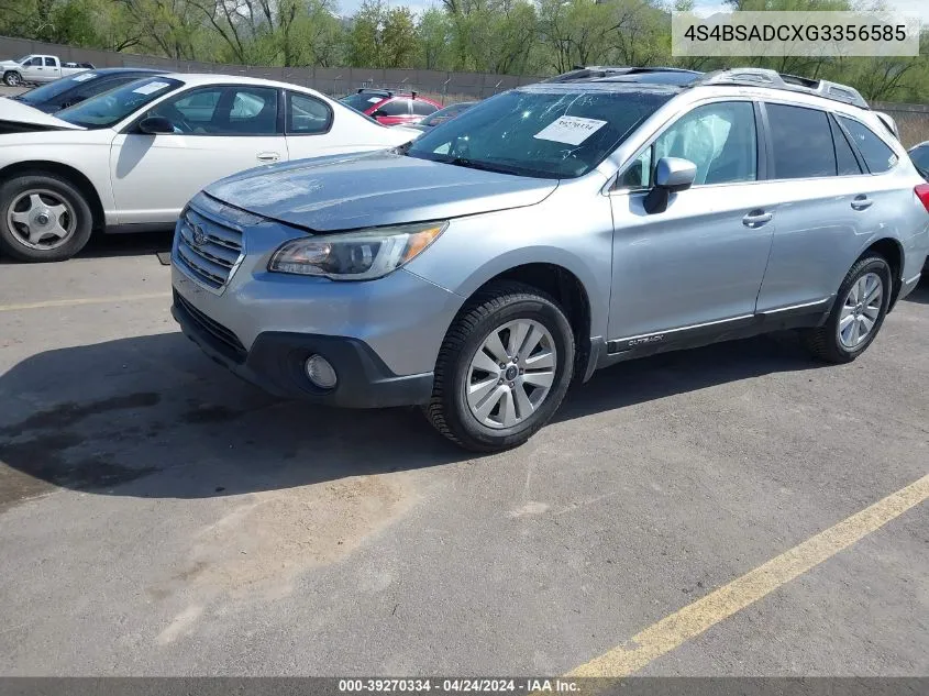 4S4BSADCXG3356585 2016 Subaru Outback 2.5I Premium