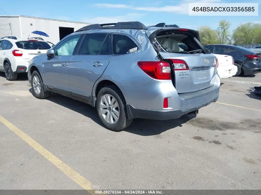 4S4BSADCXG3356585 2016 Subaru Outback 2.5I Premium