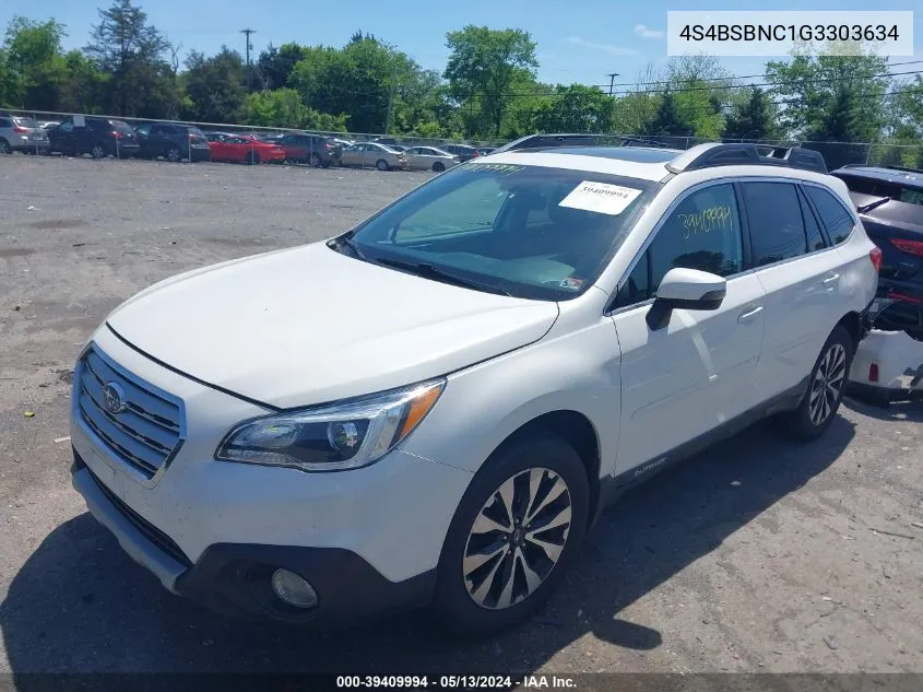 2016 Subaru Outback 2.5I Limited VIN: 4S4BSBNC1G3303634 Lot: 39409994