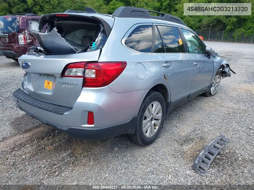 4S4BSAHC2G3213320 2016 Subaru Outback 2.5I Premium