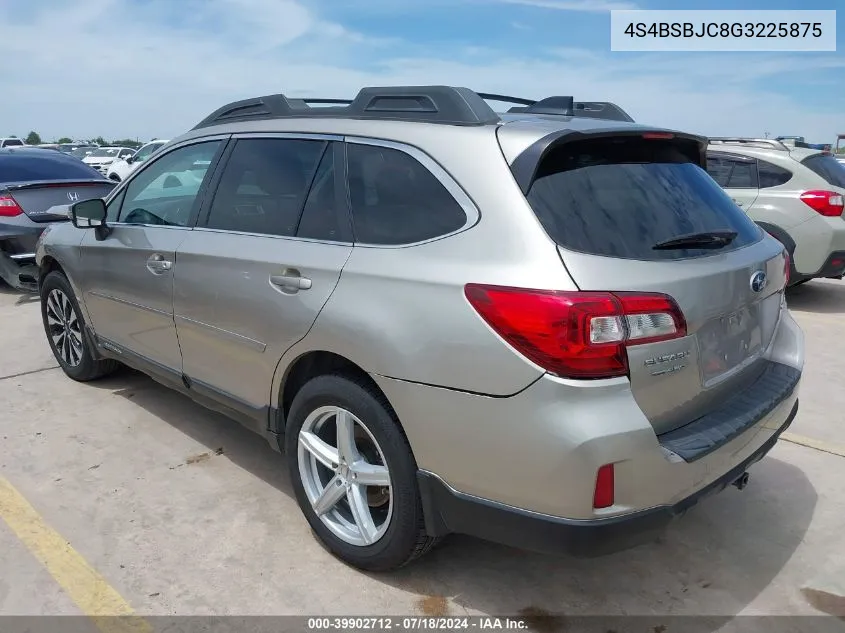 2016 Subaru Outback 2.5I Limited VIN: 4S4BSBJC8G3225875 Lot: 39902712