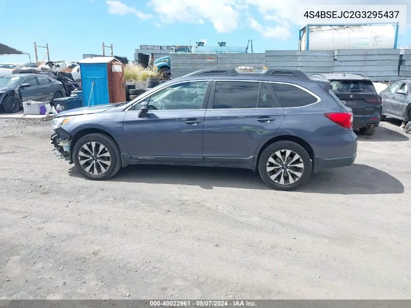 2016 Subaru Outback 3.6R Limited VIN: 4S4BSEJC2G3295437 Lot: 40022961