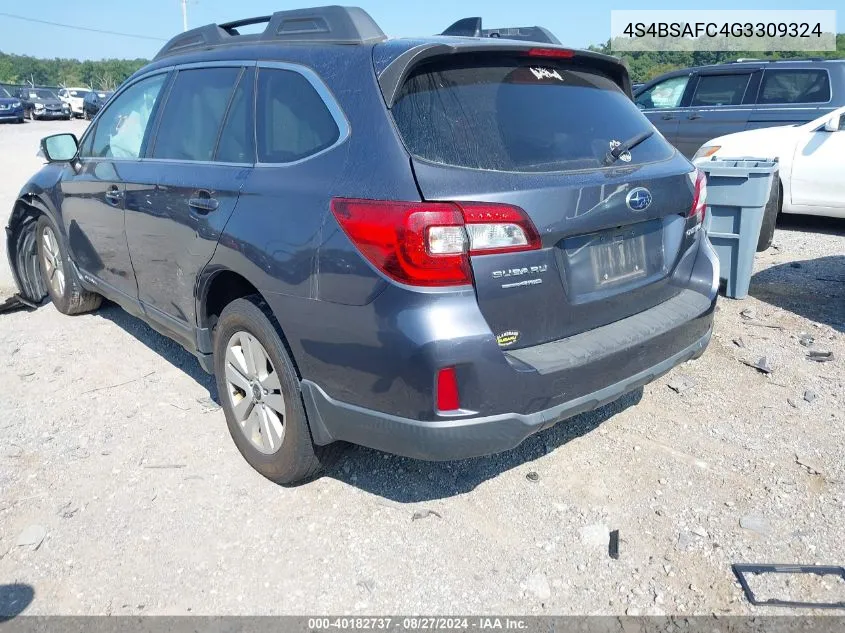 2016 Subaru Outback 2.5I Premium VIN: 4S4BSAFC4G3309324 Lot: 40182737