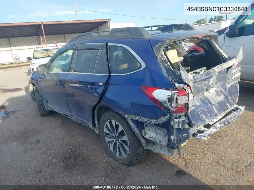 2016 Subaru Outback 2.5I Limited VIN: 4S4BSBNC1G3330848 Lot: 40186772