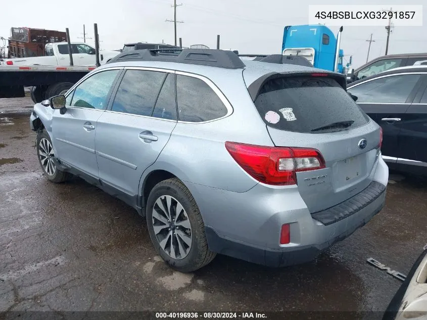 2016 Subaru Outback 2.5I Limited VIN: 4S4BSBLCXG3291857 Lot: 40196936