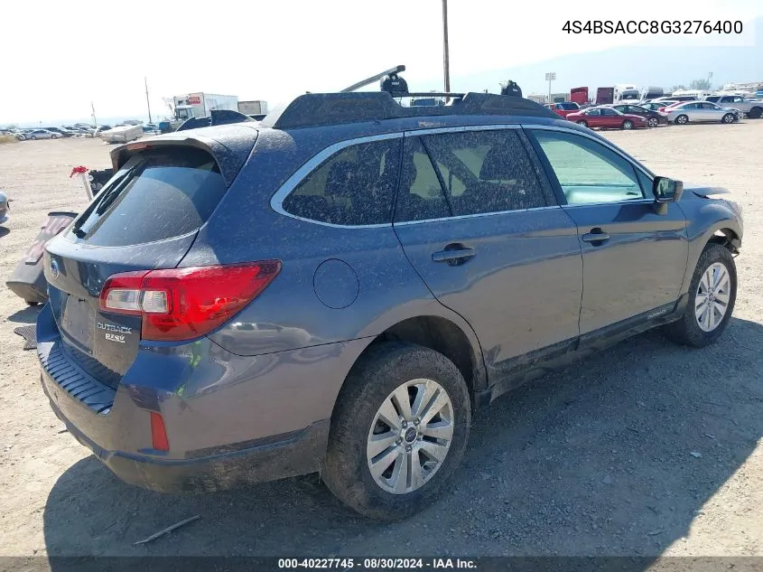 4S4BSACC8G3276400 2016 Subaru Outback 2.5I Premium