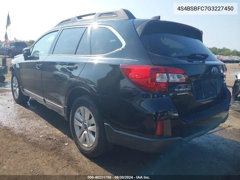 4S4BSBFC7G3227450 2016 Subaru Outback 2.5I Premium