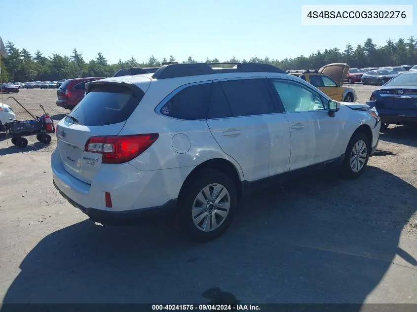 4S4BSACC0G3302276 2016 Subaru Outback 2.5I Premium