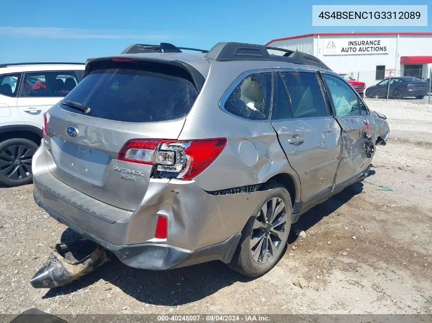 2016 Subaru Outback 3.6R Limited VIN: 4S4BSENC1G3312089 Lot: 40245007