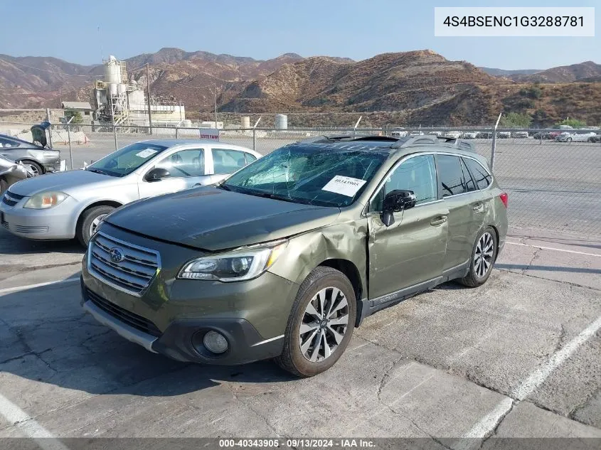 2016 Subaru Outback 3.6R Limited VIN: 4S4BSENC1G3288781 Lot: 40343905