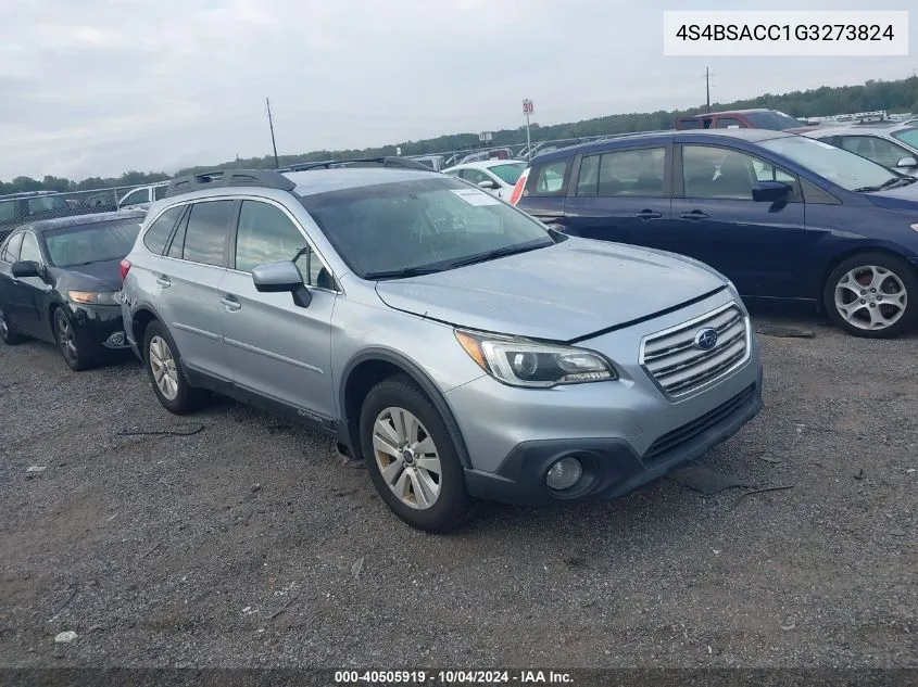 2016 Subaru Outback 2.5I Premium VIN: 4S4BSACC1G3273824 Lot: 40505919