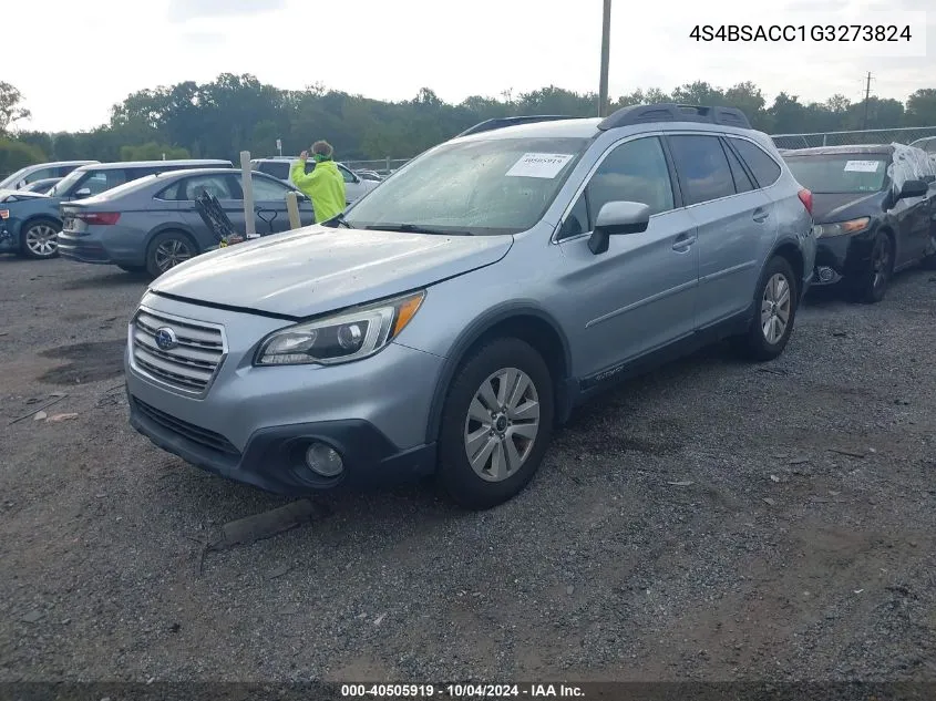 2016 Subaru Outback 2.5I Premium VIN: 4S4BSACC1G3273824 Lot: 40505919