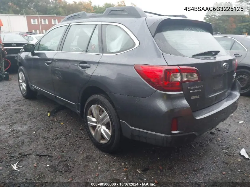 2016 Subaru Outback 2.5I VIN: 4S4BSAAC6G3225125 Lot: 40506888