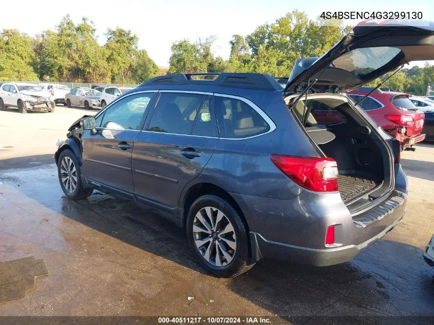 2016 Subaru Outback 3.6R Limited VIN: 4S4BSENC4G3299130 Lot: 40511217