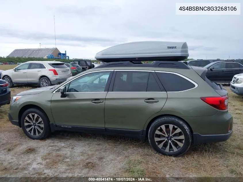 2016 Subaru Outback 2.5I Limited VIN: 4S4BSBNC8G3268106 Lot: 40541474