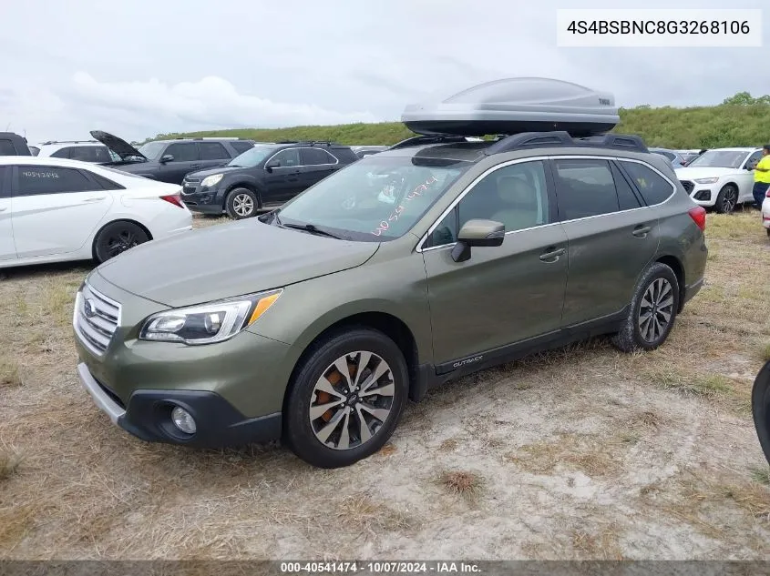 2016 Subaru Outback 2.5I Limited VIN: 4S4BSBNC8G3268106 Lot: 40541474