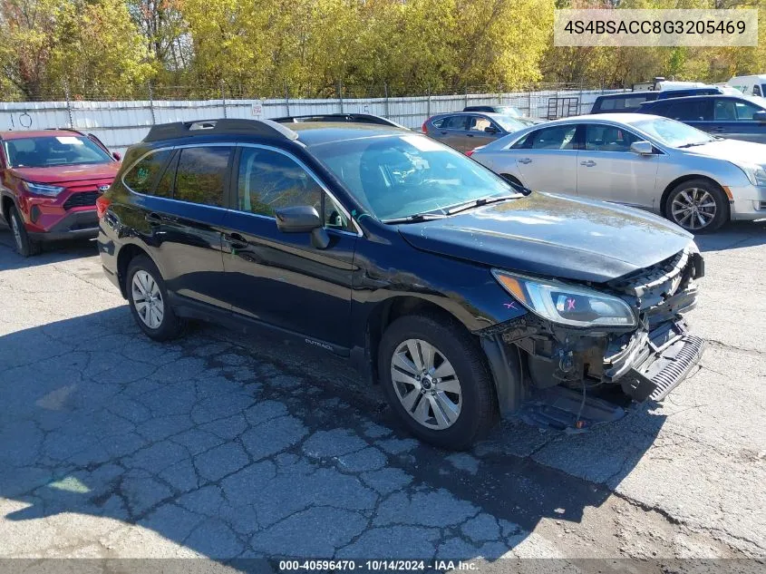 2016 Subaru Outback 2.5I Premium VIN: 4S4BSACC8G3205469 Lot: 40596470