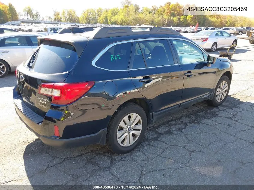 2016 Subaru Outback 2.5I Premium VIN: 4S4BSACC8G3205469 Lot: 40596470