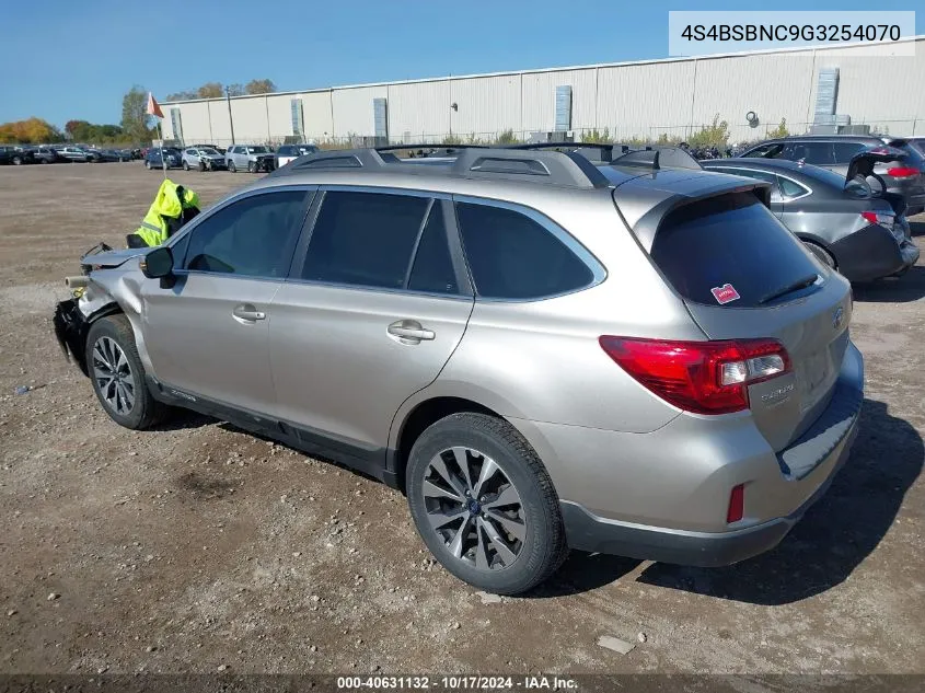 2016 Subaru Outback 2.5I Limited VIN: 4S4BSBNC9G3254070 Lot: 40631132