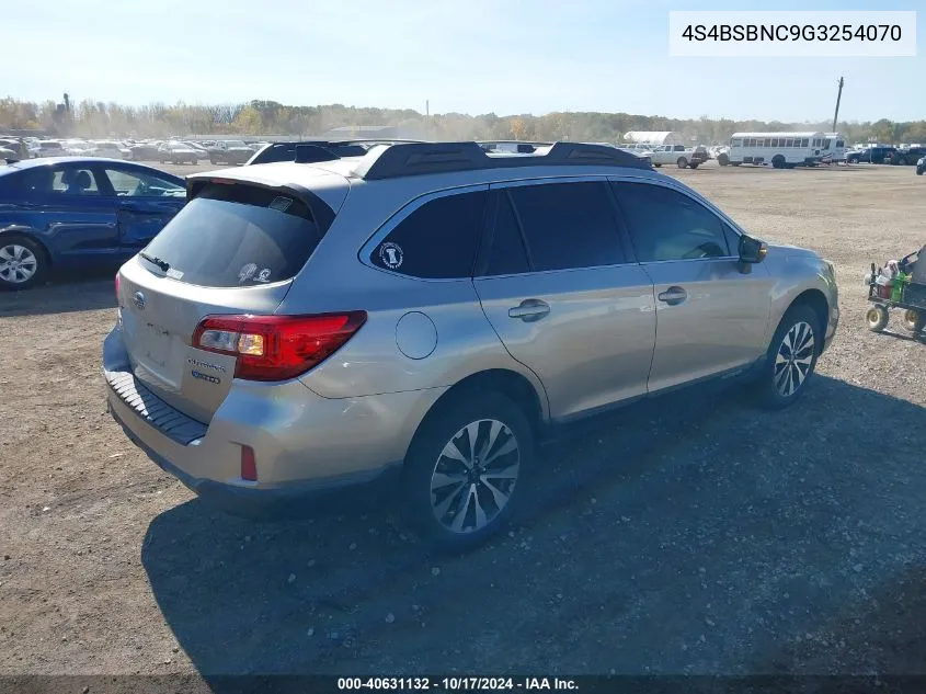 2016 Subaru Outback 2.5I Limited VIN: 4S4BSBNC9G3254070 Lot: 40631132