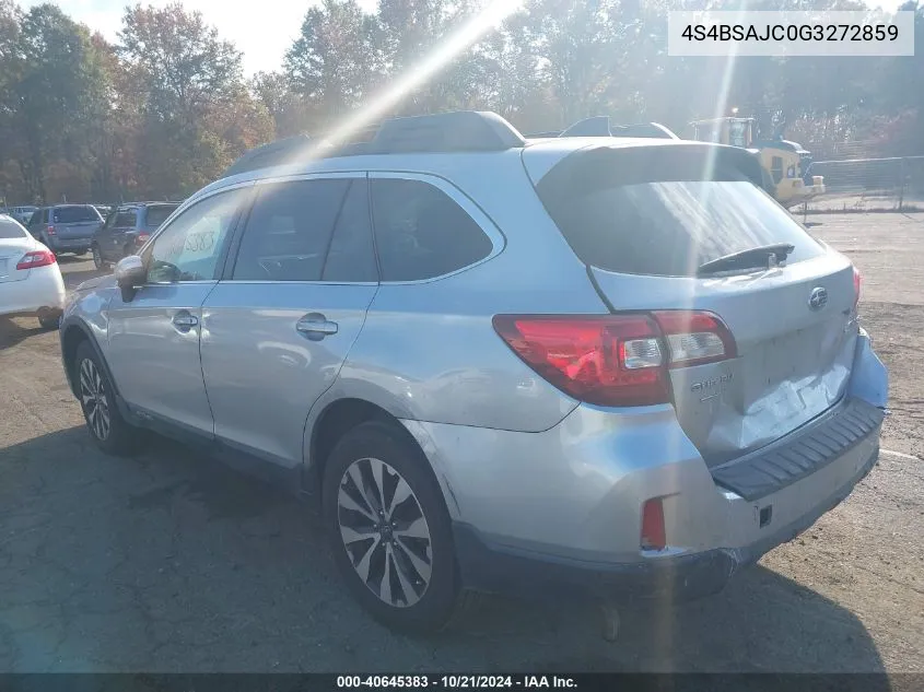 2016 Subaru Outback 2.5I Limited VIN: 4S4BSAJC0G3272859 Lot: 40645383