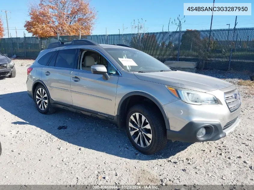 2016 Subaru Outback 2.5I Limited VIN: 4S4BSANC3G3287950 Lot: 40668664