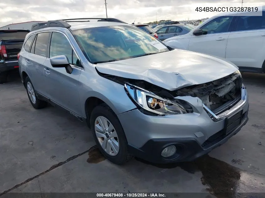 2016 Subaru Outback 2.5I Premium VIN: 4S4BSACC1G3287819 Lot: 40679408