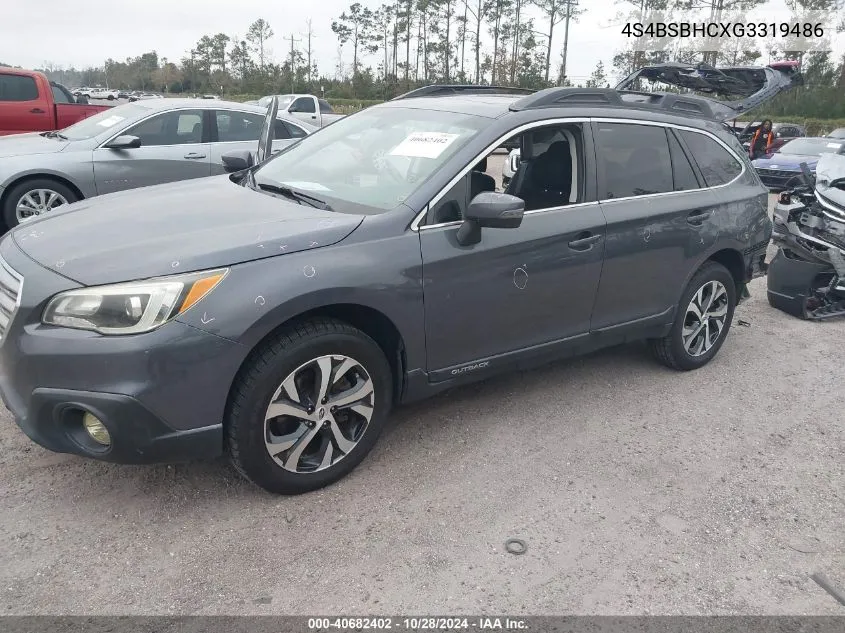 2016 Subaru Outback 2.5I Premium VIN: 4S4BSBHCXG3319486 Lot: 40682402