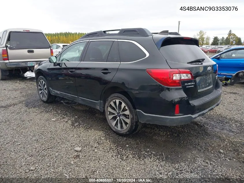 2016 Subaru Outback 2.5I Limited VIN: 4S4BSANC9G3353076 Lot: 40695507