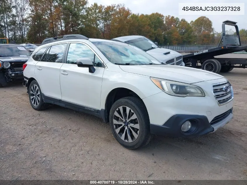 2016 Subaru Outback 2.5I Limited VIN: 4S4BSAJC3G3237328 Lot: 40700719