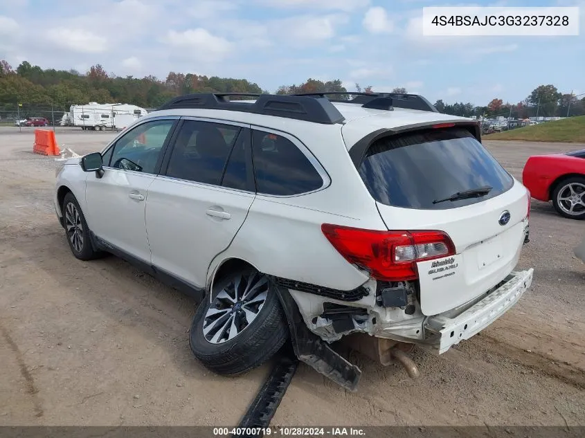 2016 Subaru Outback 2.5I Limited VIN: 4S4BSAJC3G3237328 Lot: 40700719