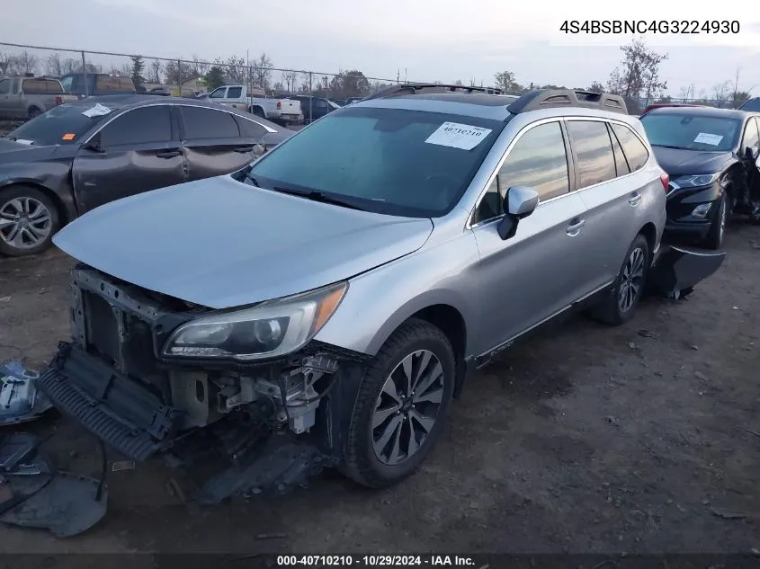 2016 Subaru Outback 2.5I Limited VIN: 4S4BSBNC4G3224930 Lot: 40710210