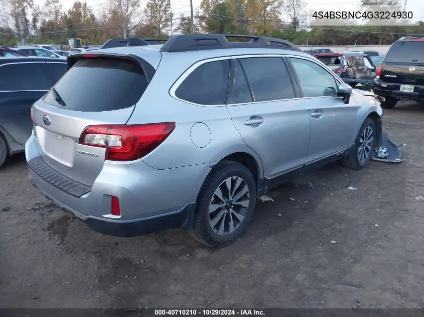 2016 Subaru Outback 2.5I Limited VIN: 4S4BSBNC4G3224930 Lot: 40710210