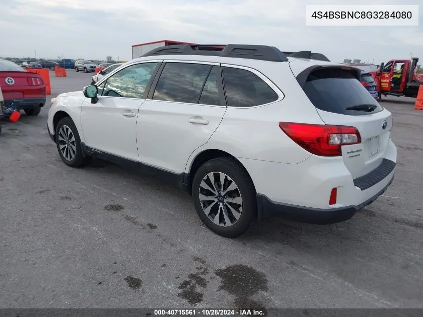 2016 Subaru Outback 2.5I Limited VIN: 4S4BSBNC8G3284080 Lot: 40715561