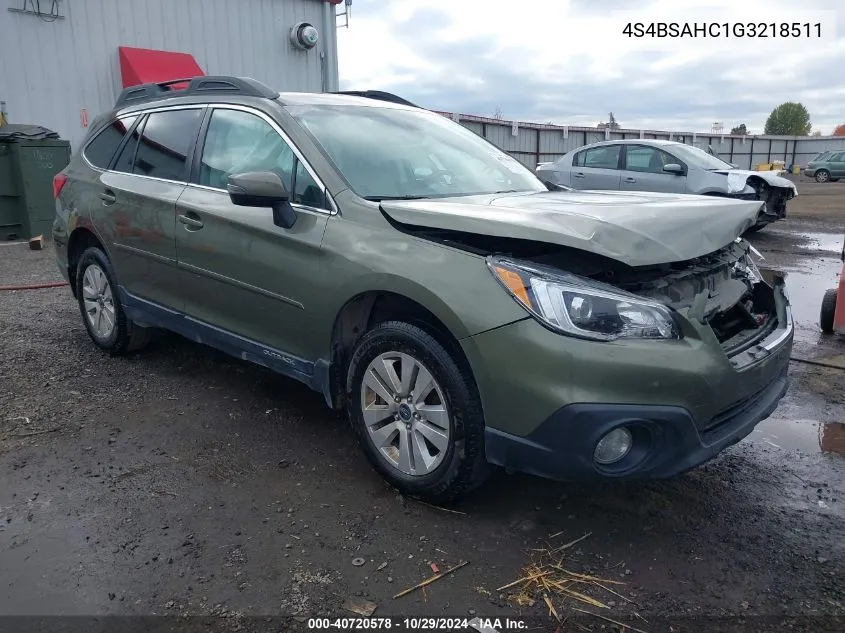 2016 Subaru Outback 2.5I Premium VIN: 4S4BSAHC1G3218511 Lot: 40720578