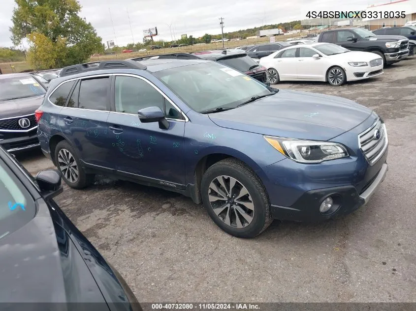 2016 Subaru Outback 2.5I Limited VIN: 4S4BSBNCXG3318035 Lot: 40732080