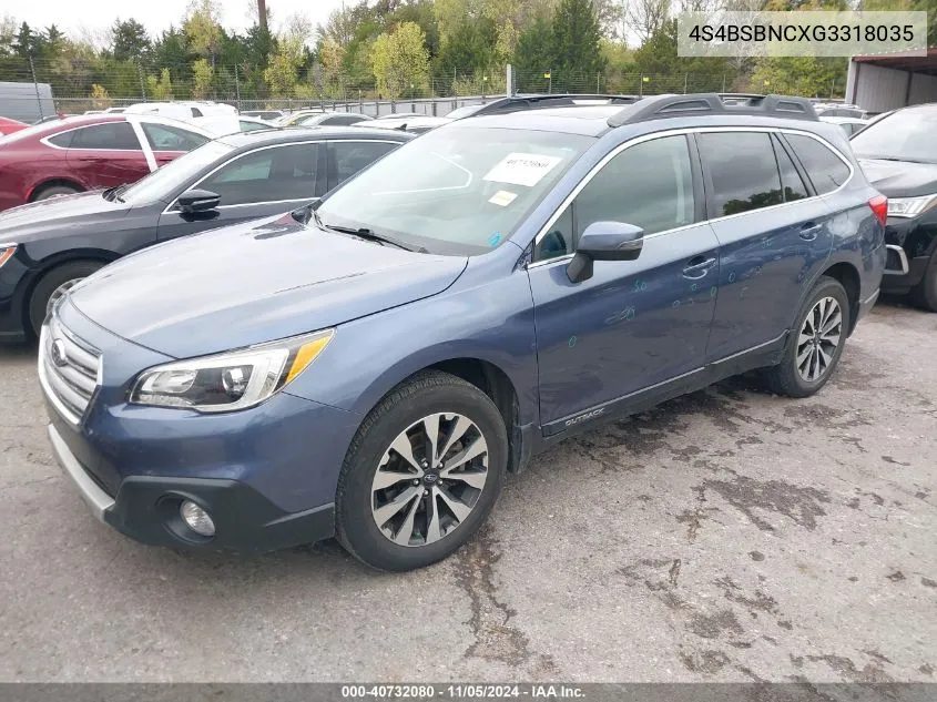 2016 Subaru Outback 2.5I Limited VIN: 4S4BSBNCXG3318035 Lot: 40732080