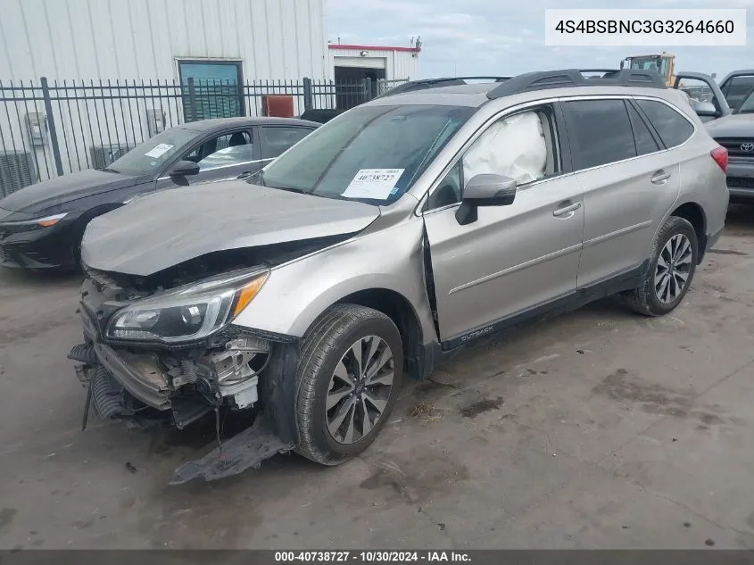 2016 Subaru Outback 2.5I Limited VIN: 4S4BSBNC3G3264660 Lot: 40738727