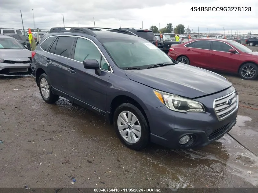 2016 Subaru Outback 2.5I Premium VIN: 4S4BSBCC9G3278128 Lot: 40754418