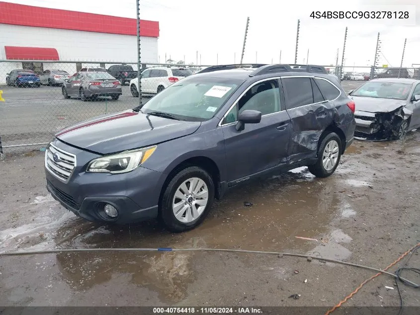 2016 Subaru Outback 2.5I Premium VIN: 4S4BSBCC9G3278128 Lot: 40754418