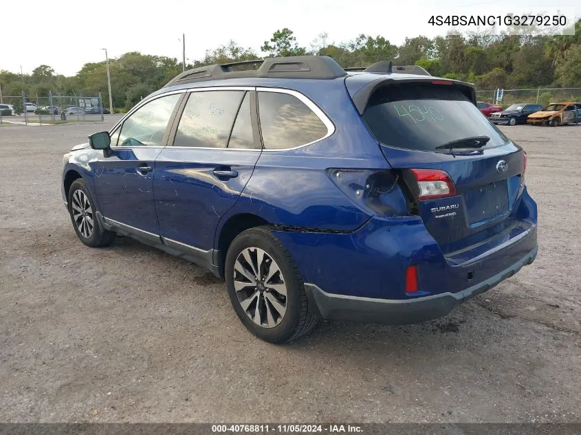 2016 Subaru Outback 2.5I Limited VIN: 4S4BSANC1G3279250 Lot: 40768811