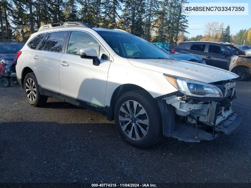 2016 Subaru Outback 3.6R Limited VIN: 4S4BSENC7G3347350 Lot: 40774315