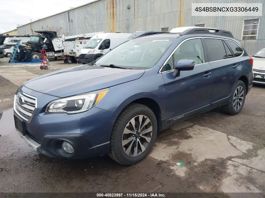 2016 Subaru Outback 2.5I Limited VIN: 4S4BSBNCXG3306449 Lot: 40823997