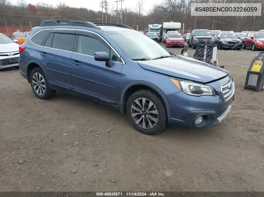 2016 Subaru Outback 3.6R Limited VIN: 4S4BSENC0G3226059 Lot: 40835571