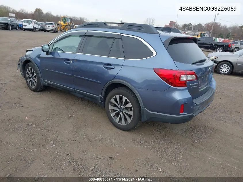 2016 Subaru Outback 3.6R Limited VIN: 4S4BSENC0G3226059 Lot: 40835571